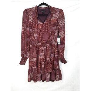 BCBGMaxazria Womens Print Ruffle Sleeve Retro Mini Dress‎ Medium. NWT croquette
